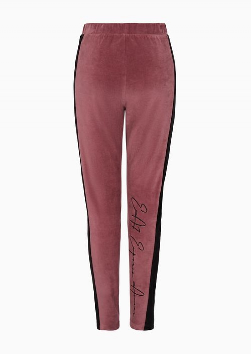 Pink Emporio Armani Athletic Velour Velvet Leggings | EA7-SN59540