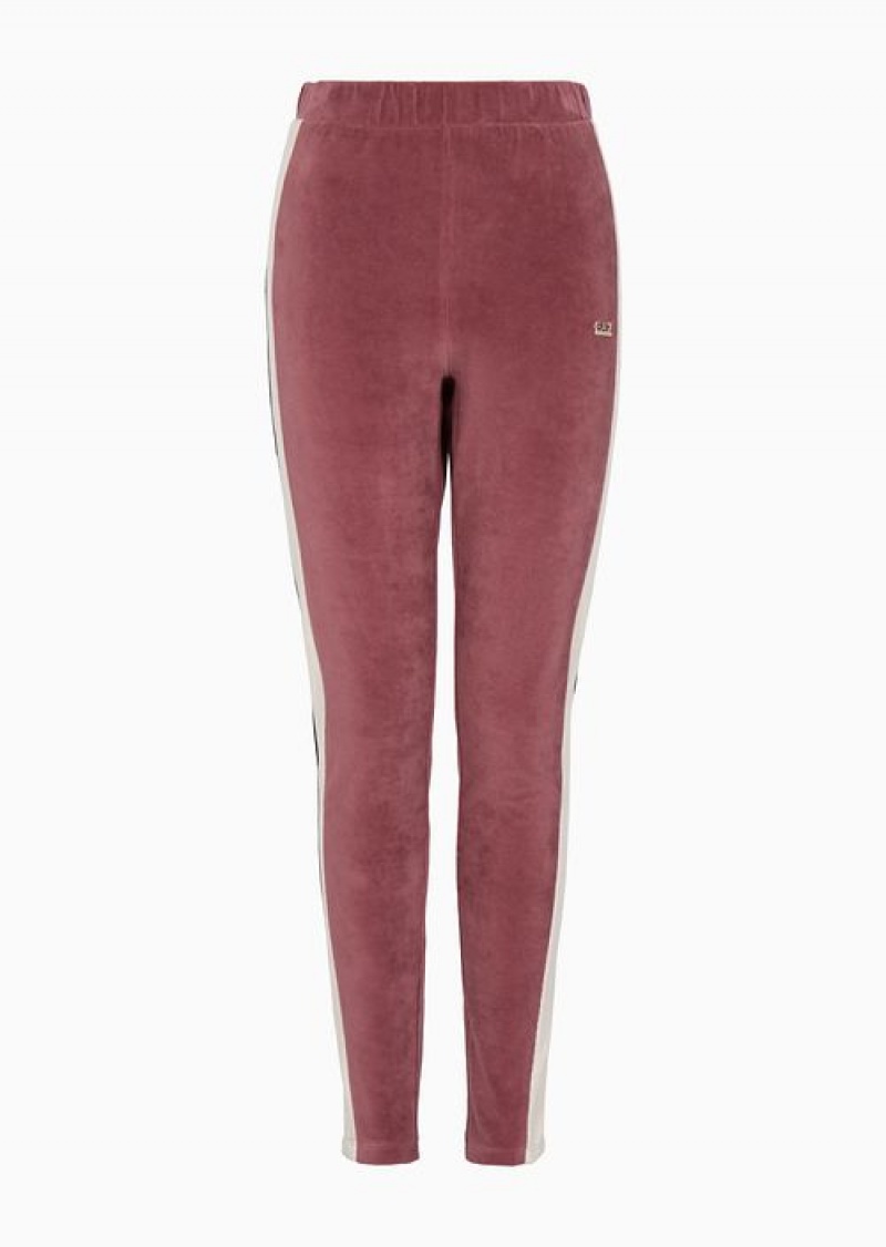 Pink Emporio Armani Athletic Velour Velvet Leggings | EA7-SN59540