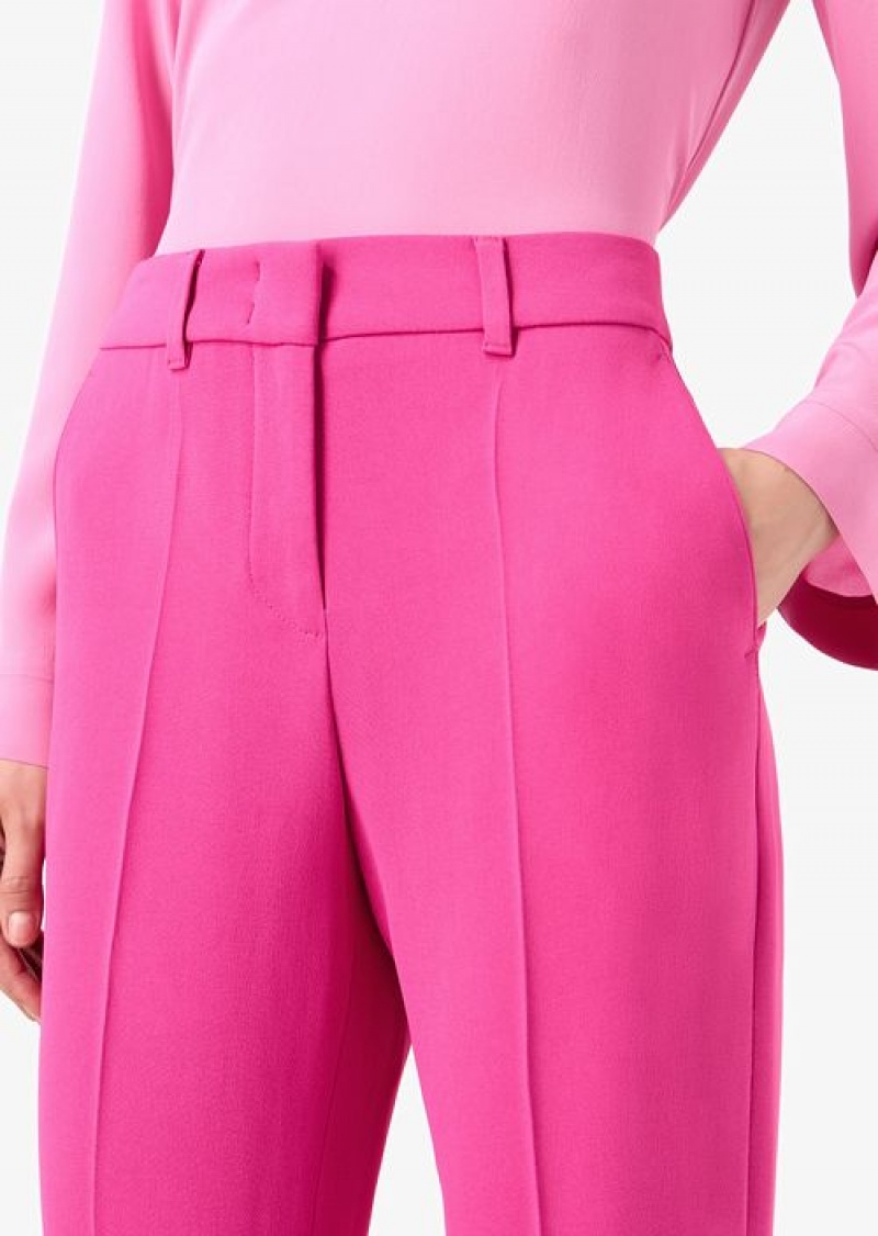 Pink Emporio Armani Cady CrêPe Ribbed Trousers | EA-SN56833