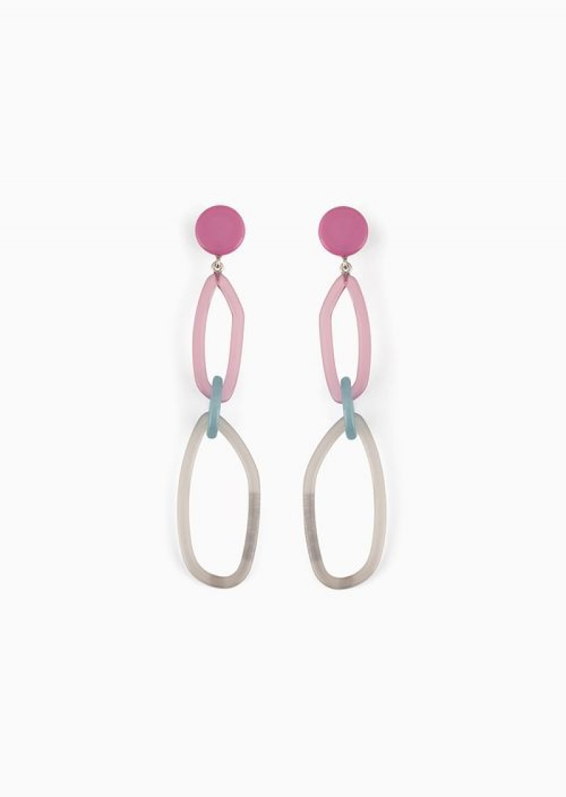 Pink Emporio Armani Geometric Pendant Earrings | EA-SN57573