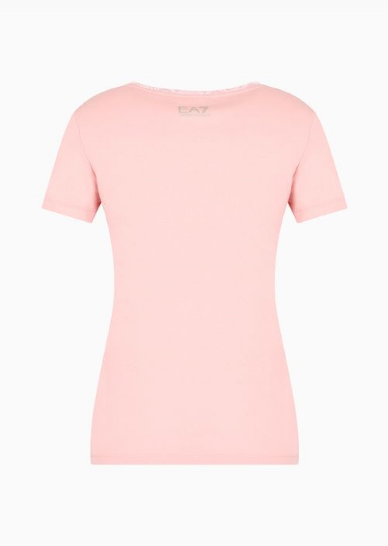 Pink Emporio Armani Graphic Series Organic-cotton Blend Crew-neck T-shirt | EA7-SN59642