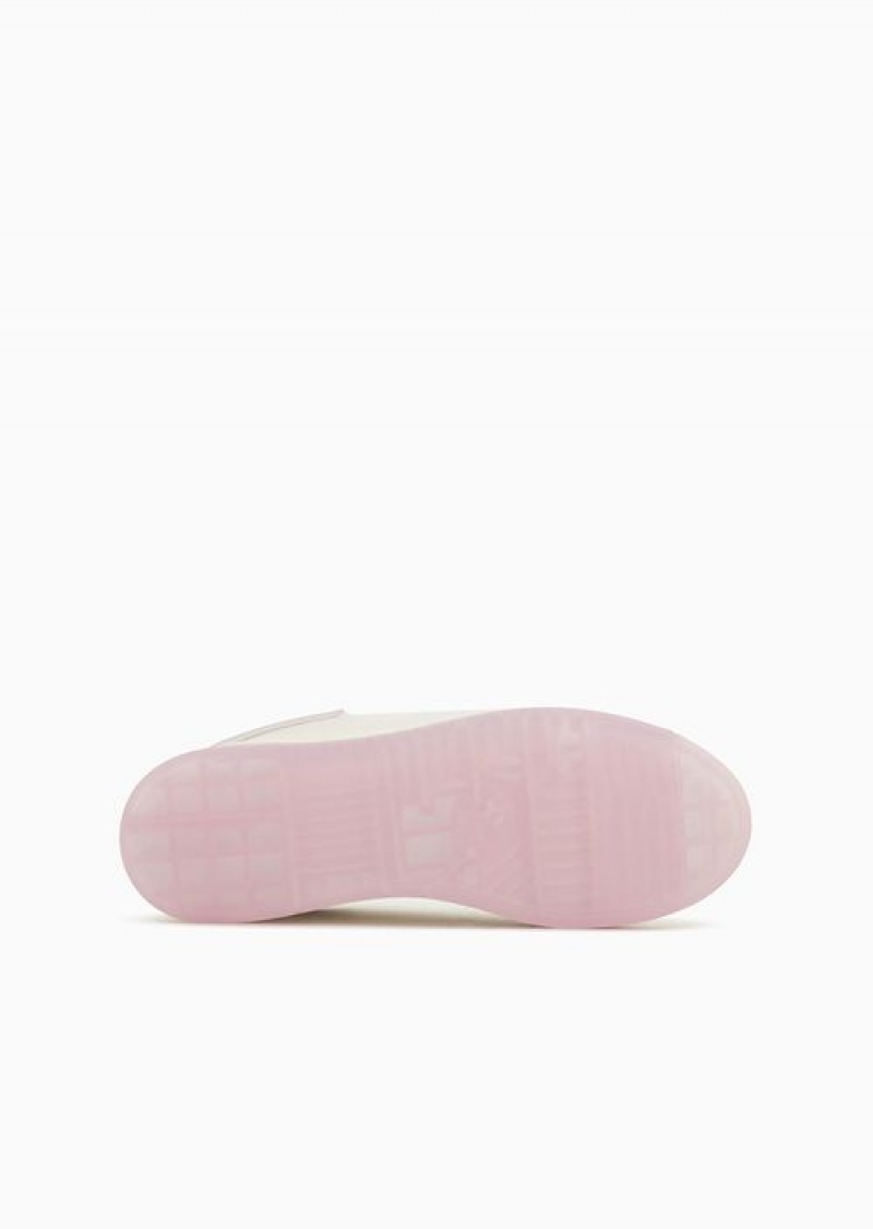 Pink Emporio Armani Leather Sneakers With Contrasting Rubber Back | EA-SN57230