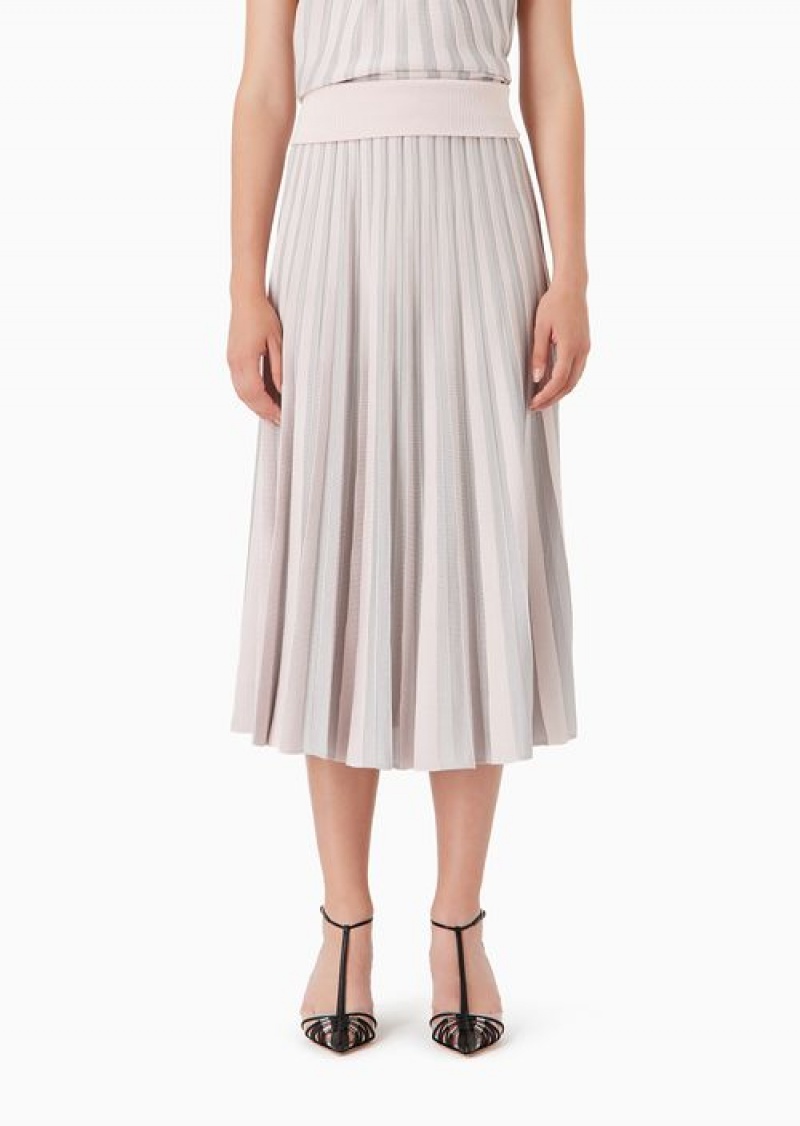 Pink Emporio Armani Long Skirt In Pleated Fabric | EA-SN56907