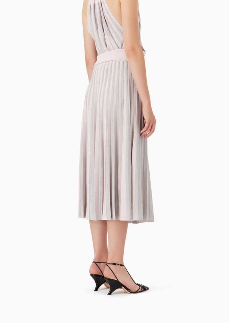 Pink Emporio Armani Long Skirt In Pleated Fabric | EA-SN56907