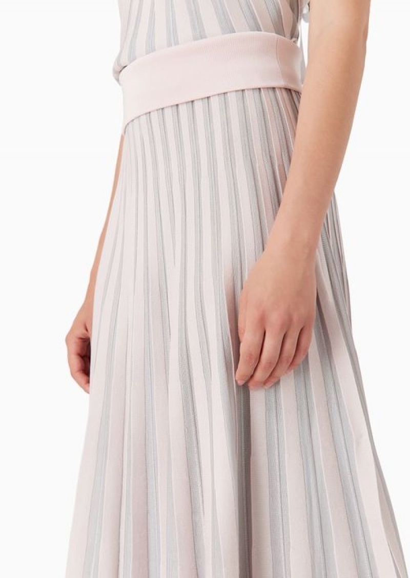 Pink Emporio Armani Long Skirt In Pleated Fabric | EA-SN56907