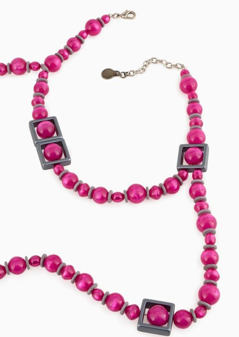 Pink Emporio Armani Necklace With Spheres And Square Details | EA-SN57569