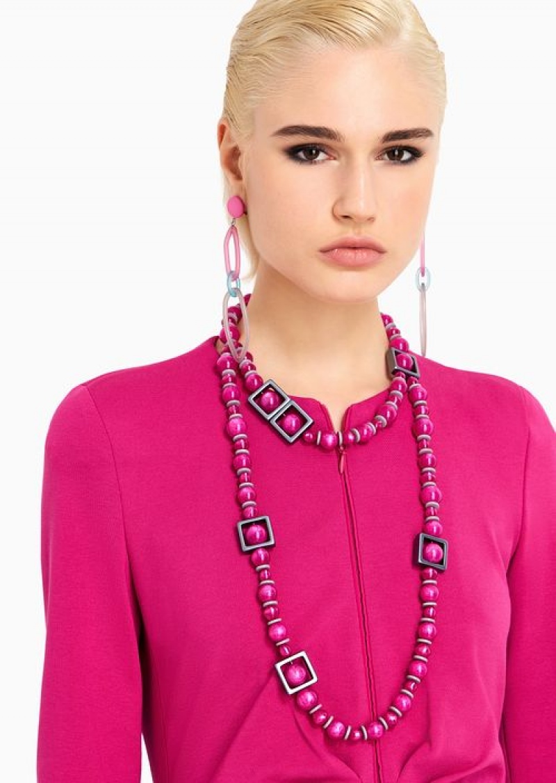 Pink Emporio Armani Necklace With Spheres And Square Details | EA-SN57569