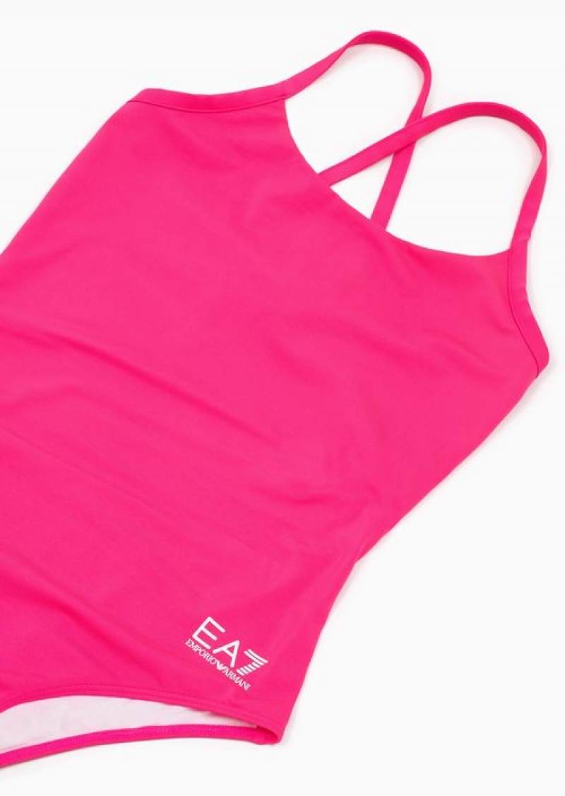 Pink Emporio Armani One-piece Swimsuit With Logo | EA7-SN59596