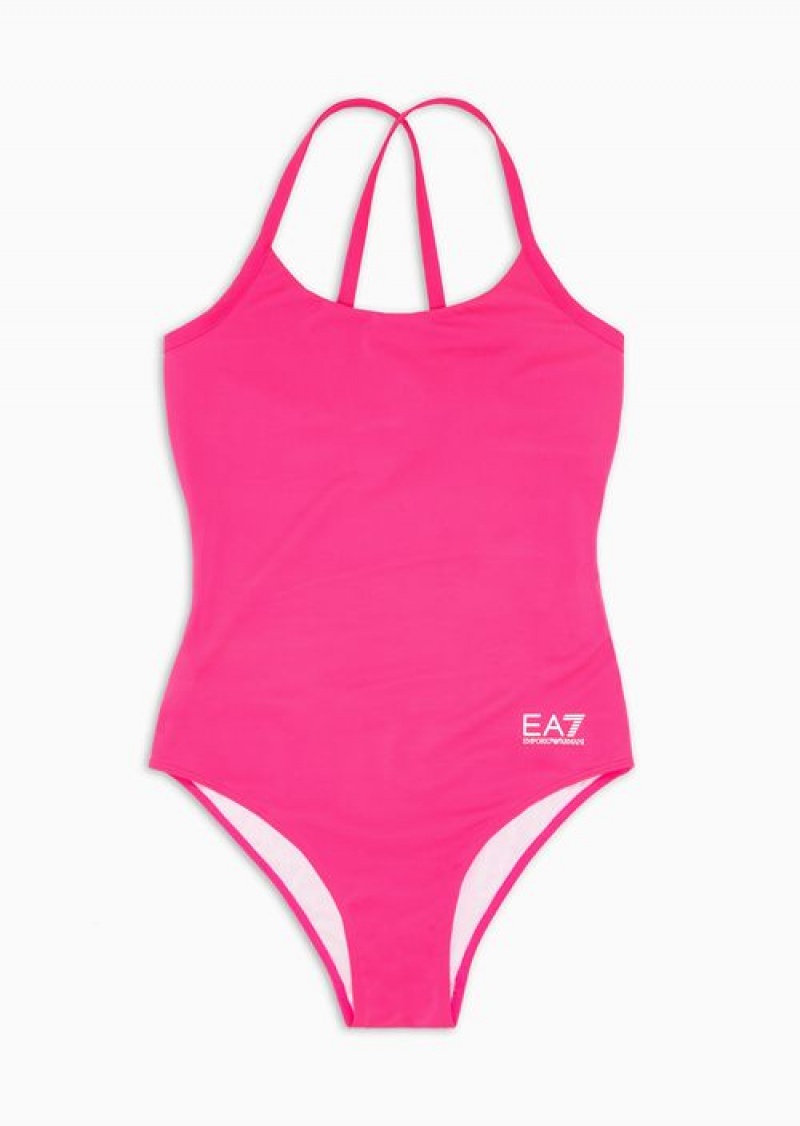 Pink Emporio Armani One-piece Swimsuit With Logo | EA7-SN59596