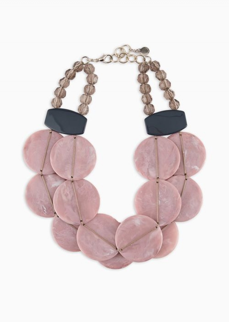 Pink Emporio Armani Oversize Necklace With Round Gemstones | EA-SN57520