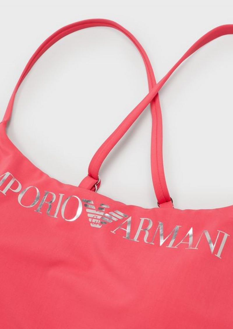 Pink Emporio Armani Recycled Nylon Swimsuit With Logo | EA-SN57089