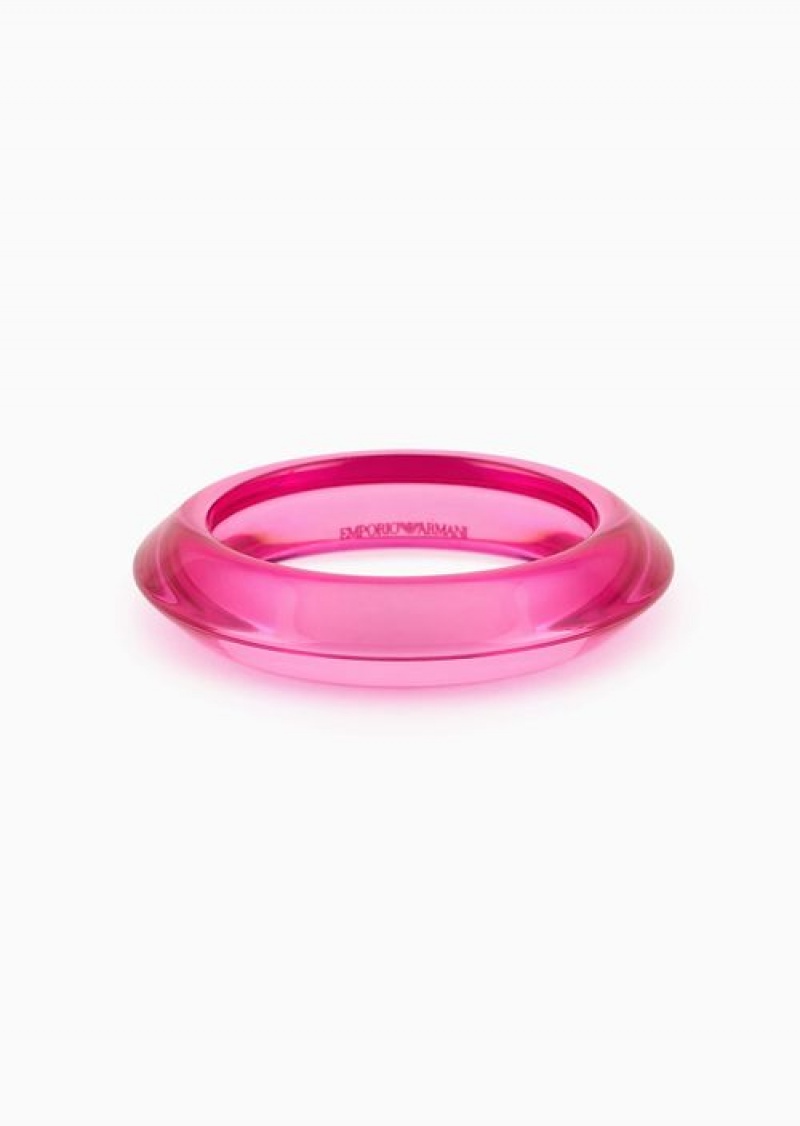 Pink Emporio Armani Shaped Resin Bangle | EA-SN57577