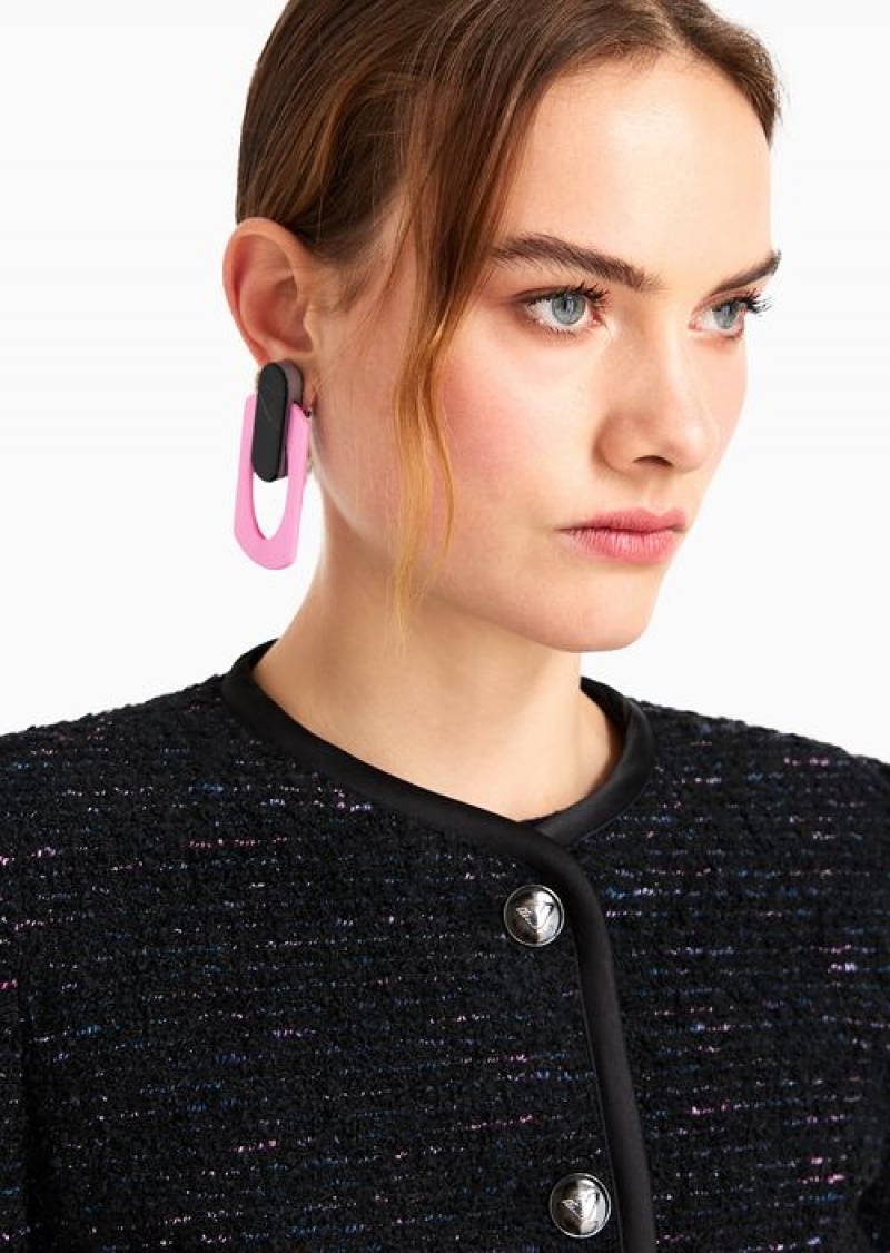 Pink Emporio Armani Two-tone Oval Oversize Earrings | EA-SN57572