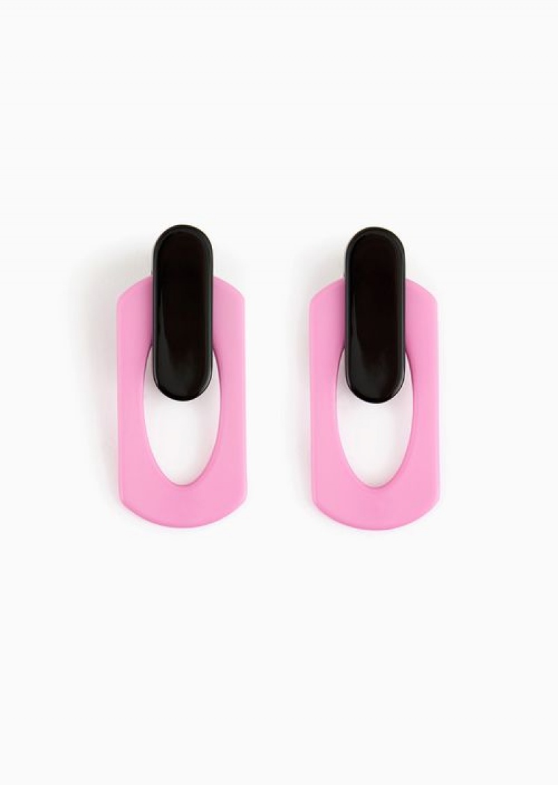 Pink Emporio Armani Two-tone Oval Oversize Earrings | EA-SN57572