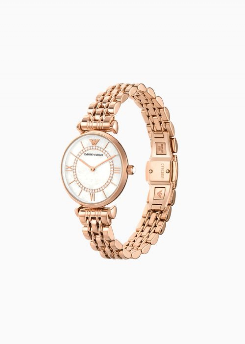 Pink Emporio Armani Women'S Two-hand Rose Gold-tone Stainless Steel Watch | EA-SN57662