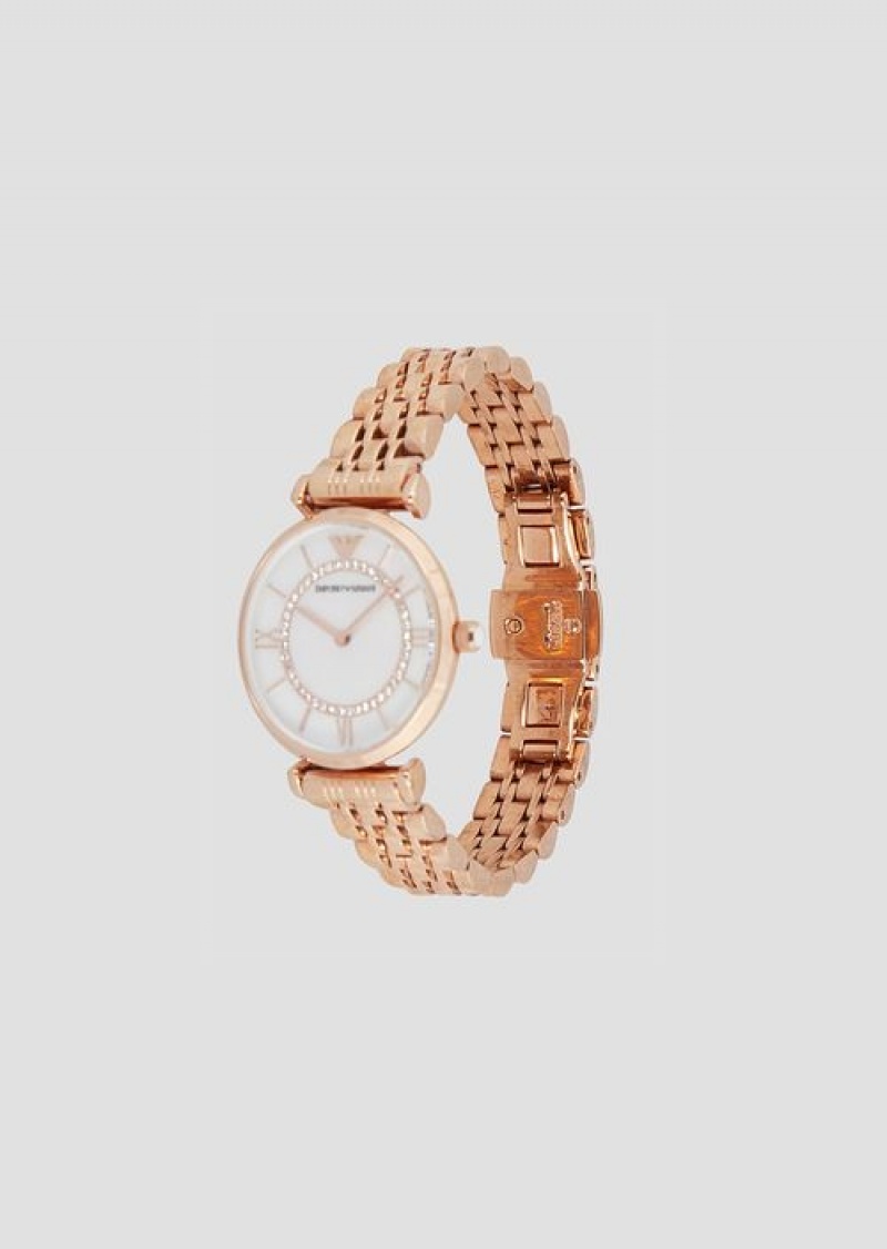 Pink Emporio Armani Women'S Two-hand Rose Gold-tone Stainless Steel Watch | EA-SN57662