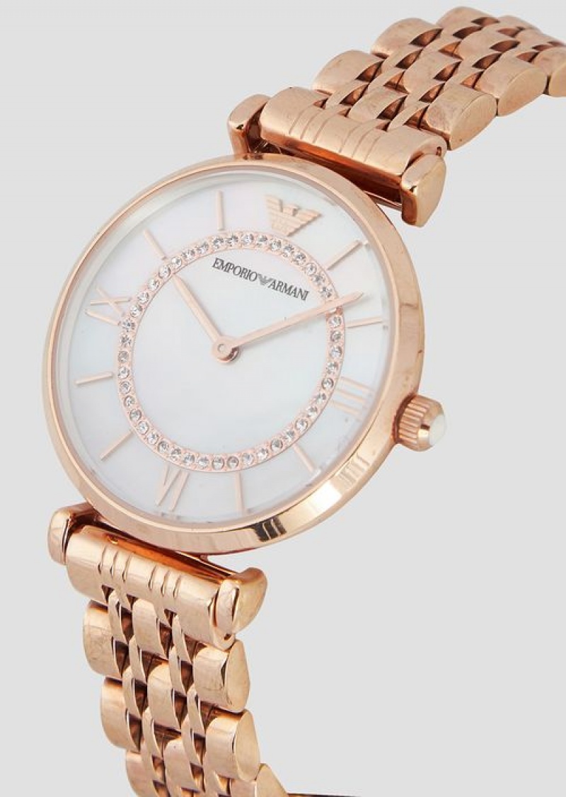 Pink Emporio Armani Women'S Two-hand Rose Gold-tone Stainless Steel Watch | EA-SN57662