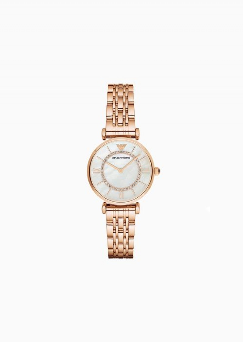 Pink Emporio Armani Women'S Two-hand Rose Gold-tone Stainless Steel Watch | EA-SN57662