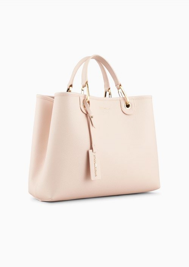 Powder Pink Emporio Armani Medium Myea Shopper Bag With Deer Print | EA-SN57315