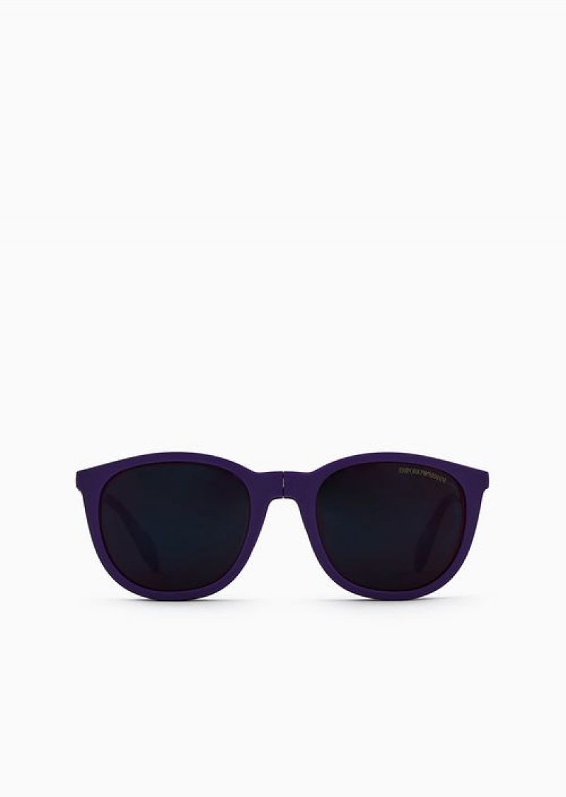 Purple Emporio Armani Men’s Panto Sunglasses With Interchangeable Lenses | EA-SN59489