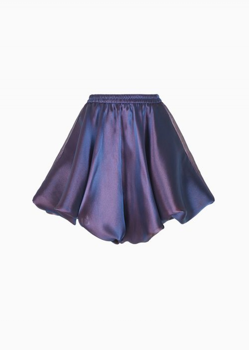 Purple Emporio Armani Organza Skirt With Balloon Elasticated Waist | EA-SN56902