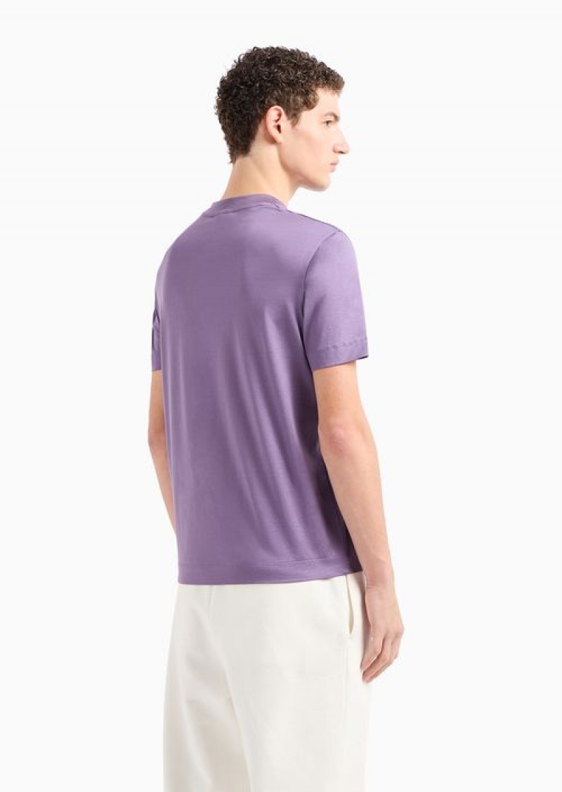 Purple Emporio Armani Regular Fit T-shirts | EA-SN58751