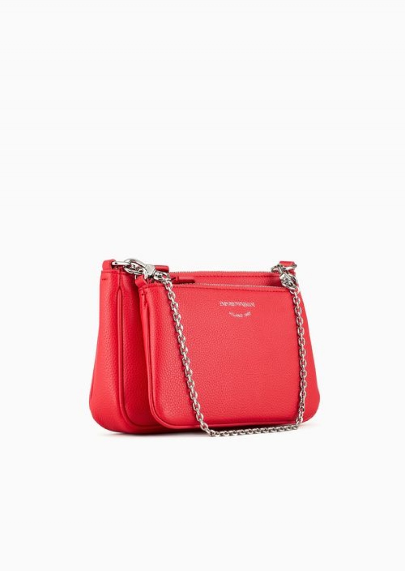 Red Emporio Armani Deer-print Double Mini Bag With Shoulder Strap | EA-SN57395