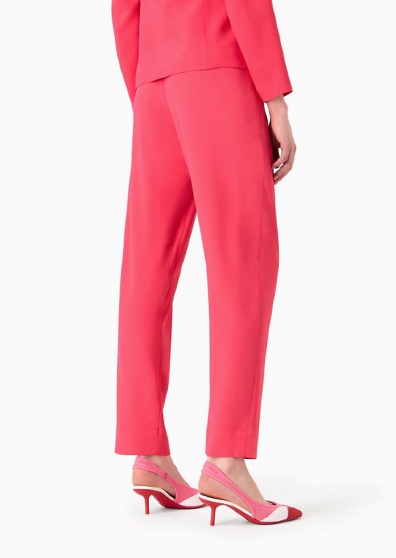 Red Emporio Armani High-waisted Stretch-fabric Trousers | EA-SN56836