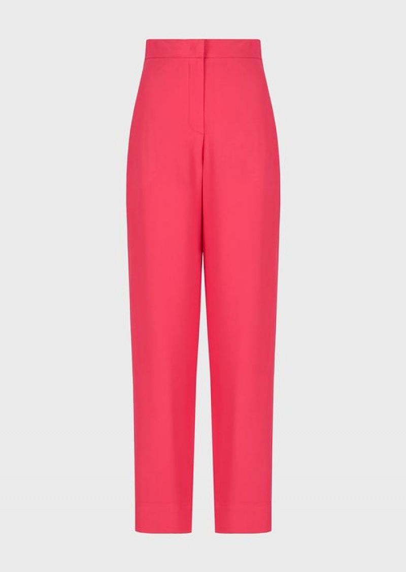 Red Emporio Armani High-waisted Stretch-fabric Trousers | EA-SN56836