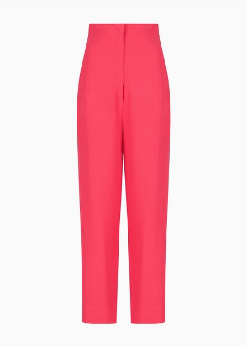 Red Emporio Armani High-waisted Stretch-fabric Trousers | EA-SN56836