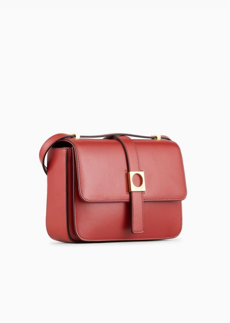 Red Emporio Armani Leather Shoulder Bag | EA-SN57364