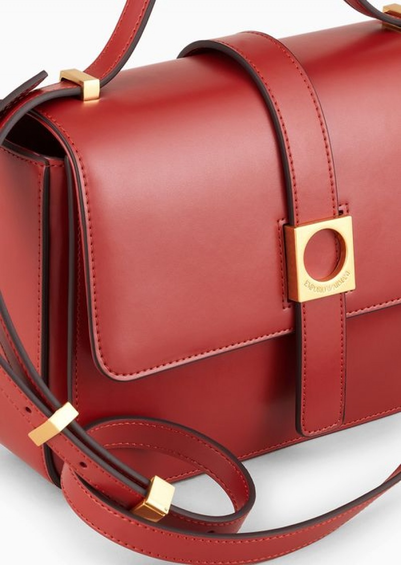 Red Emporio Armani Leather Shoulder Bag | EA-SN57364