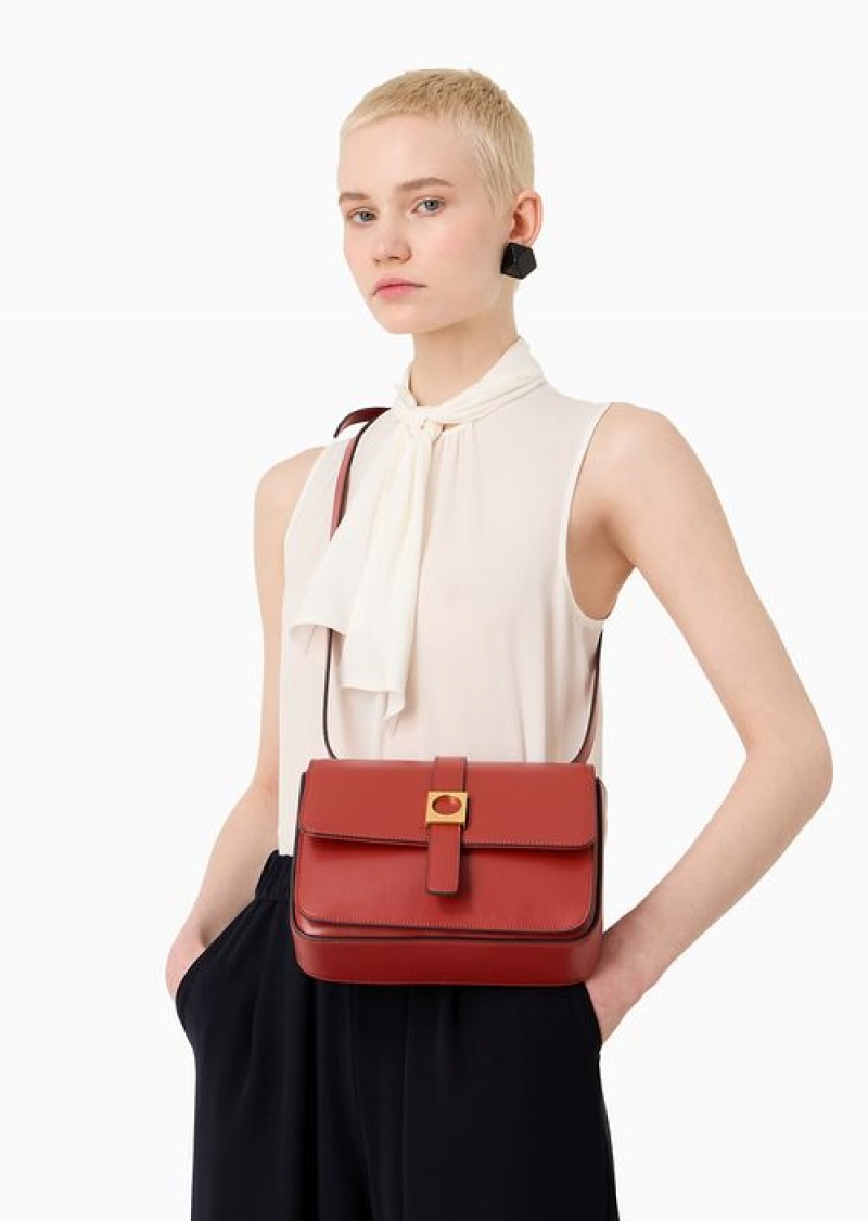 Red Emporio Armani Leather Shoulder Bag | EA-SN57364