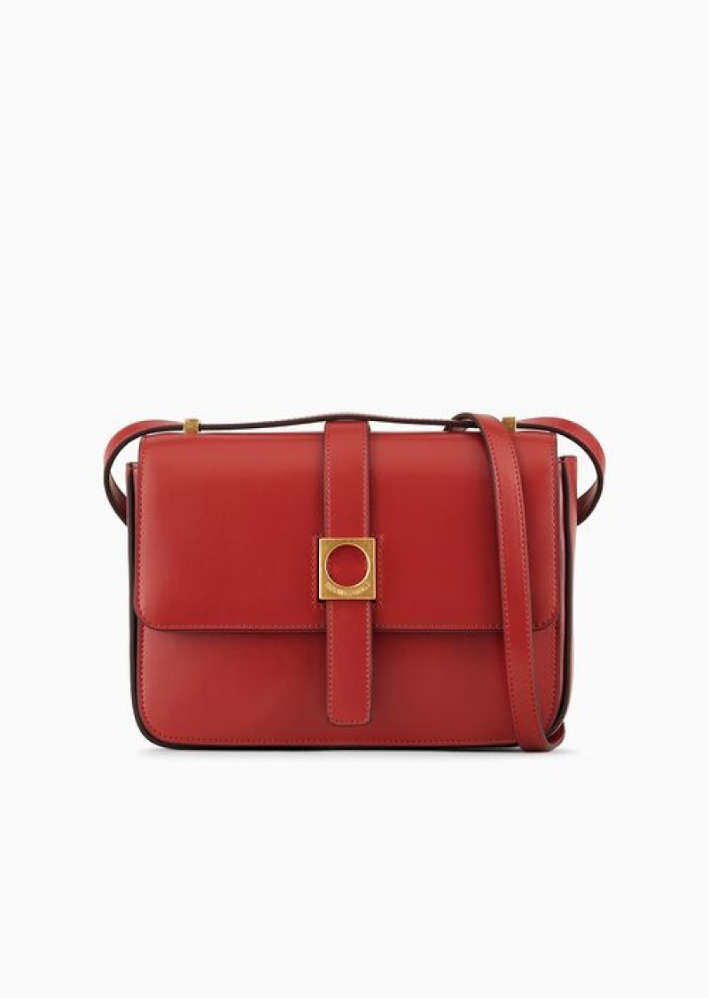 Red Emporio Armani Leather Shoulder Bag | EA-SN57364