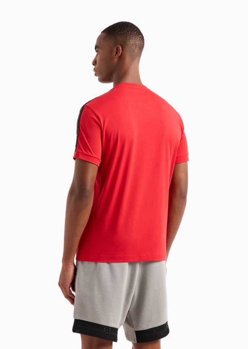 Red Emporio Armani Logo Series Cotton Crew-neck T-shirt | EA7-SN59959