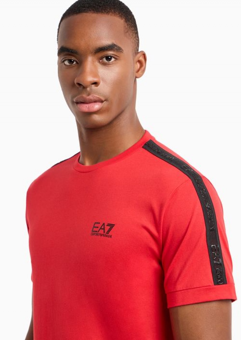 Red Emporio Armani Logo Series Cotton Crew-neck T-shirt | EA7-SN59959