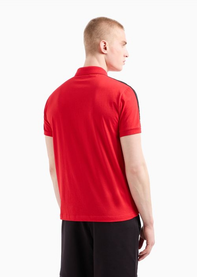 Red Emporio Armani Logo Series Cotton Polo Shirt | EA7-SN59963