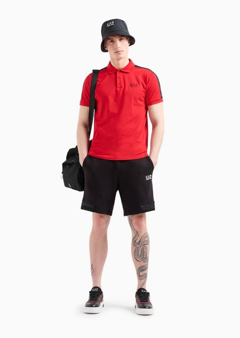 Red Emporio Armani Logo Series Cotton Polo Shirt | EA7-SN59963