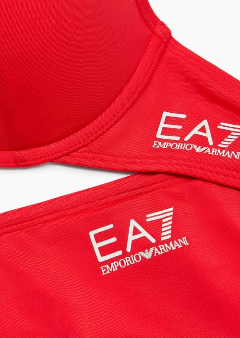 Red Emporio Armani Push-up Bra With Adjustable Shoulder Straps<Br>Briefs <Br>Customised With Contrasting Ea7 Logo | EA7-SN59602