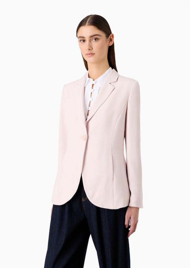 Rosa Chiaro Emporio Armani Froissé Viscose Lapel Jacket With Slits | EA-SN56426