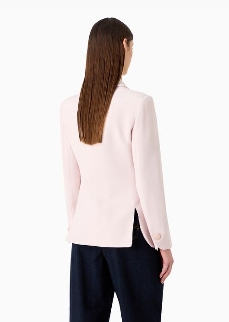 Rosa Chiaro Emporio Armani Froissé Viscose Lapel Jacket With Slits | EA-SN56426