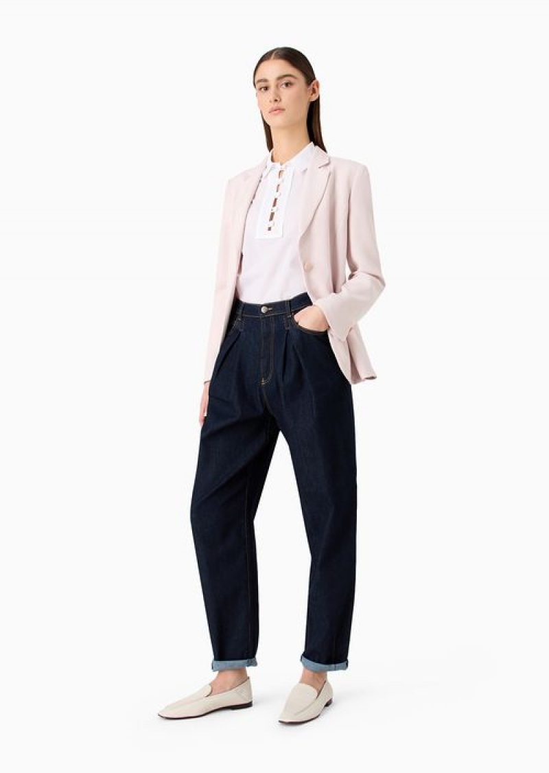 Rosa Chiaro Emporio Armani Froissé Viscose Lapel Jacket With Slits | EA-SN56426