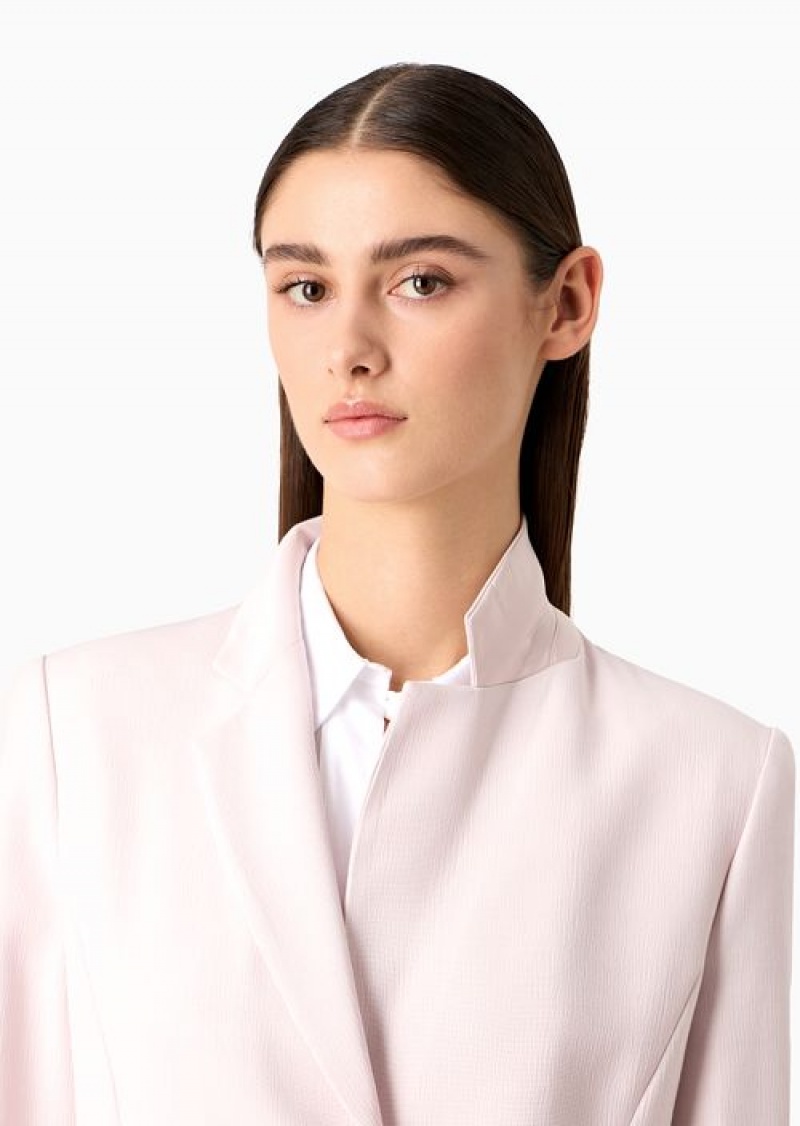 Rosa Chiaro Emporio Armani Froissé Viscose Lapel Jacket With Slits | EA-SN56426