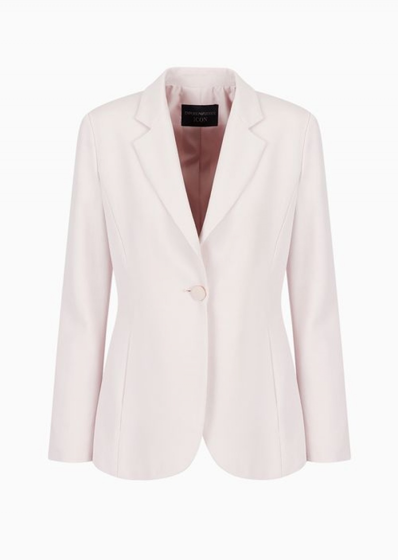 Rosa Chiaro Emporio Armani Froissé Viscose Lapel Jacket With Slits | EA-SN56426