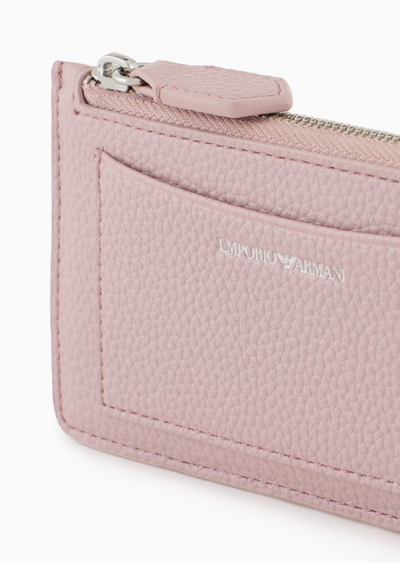 Rosa Chiaro Emporio Armani Myea Deer-print Card Holder With Wrap-around Zip | EA-SN57612