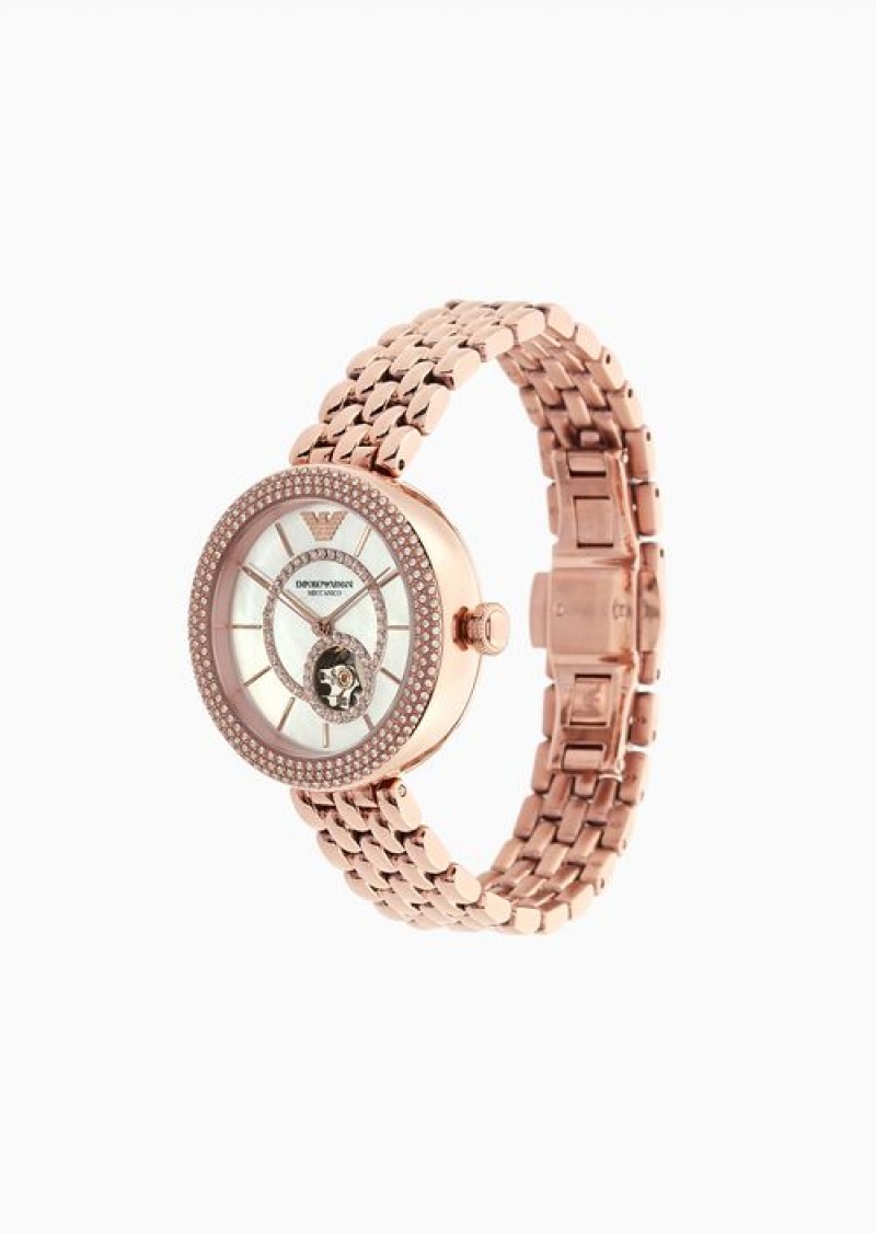 Rose Gold Emporio Armani Automatic Rose Gold Stainless Steel Watch | EA-SN57659