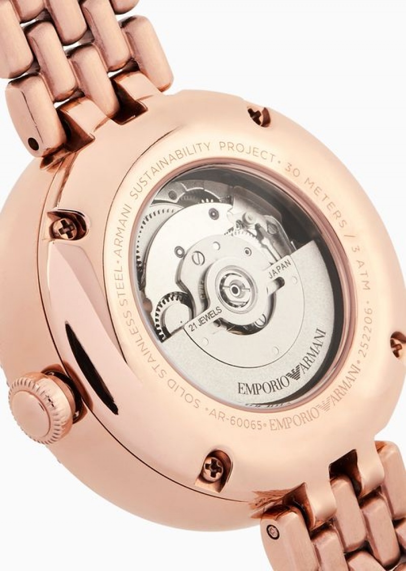 Rose Gold Emporio Armani Automatic Rose Gold Stainless Steel Watch | EA-SN57659