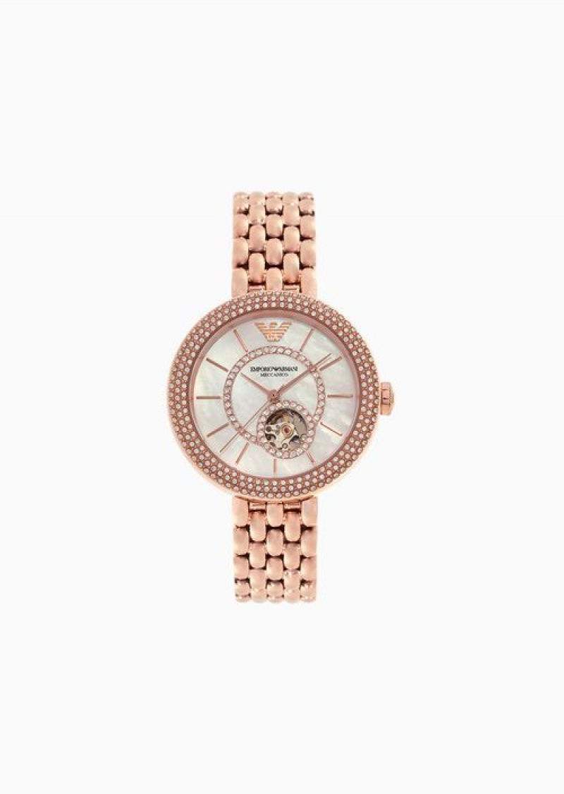 Rose Gold Emporio Armani Automatic Rose Gold Stainless Steel Watch | EA-SN57659