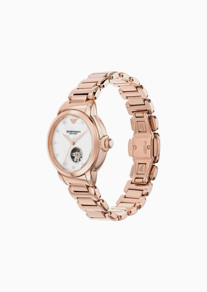 Rose Gold Emporio Armani Automatic Rose Gold-tone Stainless Steel Watch | EA-SN57695