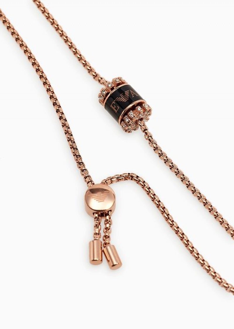 Rose Gold Emporio Armani Emporio Armani Rose Gold-tone Stainless Steel Slider Bracelet | EA-SN57485